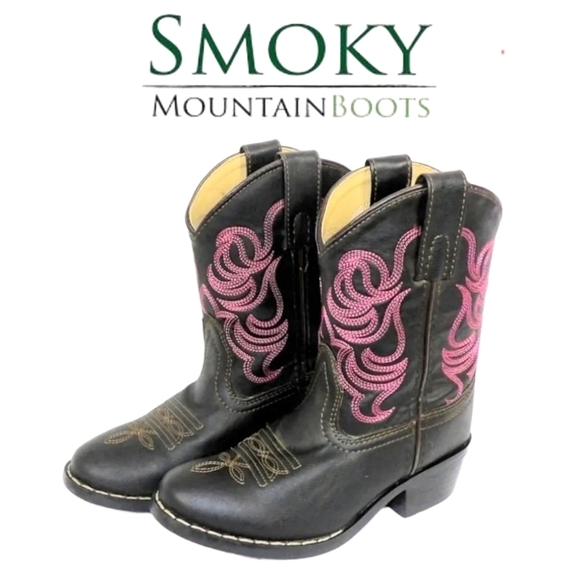 Smoky Mountain Cowboy boots. Brown with Pink Stitching Girls Size 11.5 - Picture 1 of 10